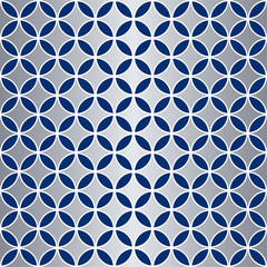 Seamless overlapping circle pattern in vector format. Silver, white and blue.