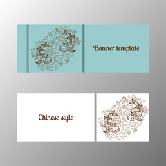 Horizontal banner template ornate flower. Vector illustration