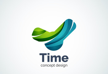 Clock logo template, time management business concept