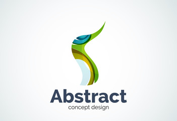 Abstract wave logo template, smooth motion concept