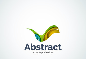 Abstract wave logo template, smooth motion concept