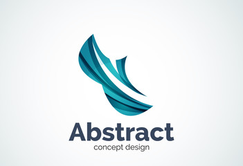 Abstract wave logo template, smooth motion concept