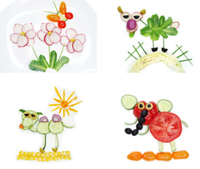 creative funny vegetable snack with cucumber