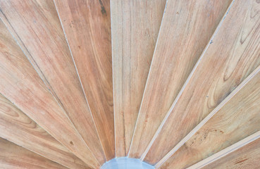 close up of circular wood staircase