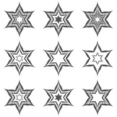 Set of abstract stars . Ornament Pattern . Decorative element collection.