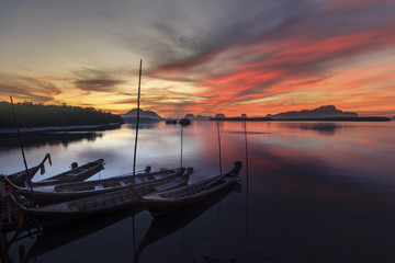 Samchong-tai fishing village on sunrise in Phang-Nga,Thailand