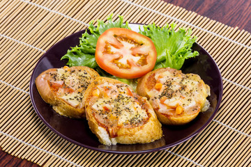 Pizza with bread for lunch