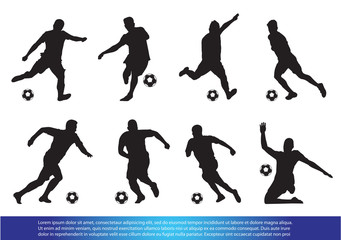set of soccer silhouette