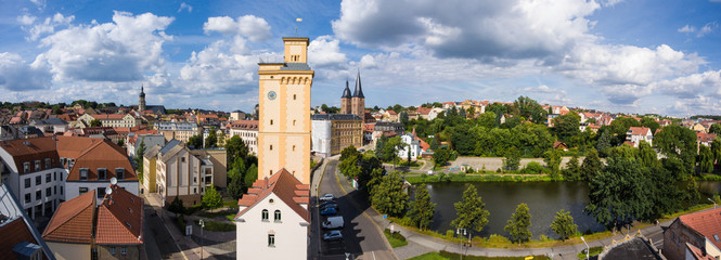 View to tower Kunstturm in Altenburg Thuringia - obrazy, fototapety, plakaty