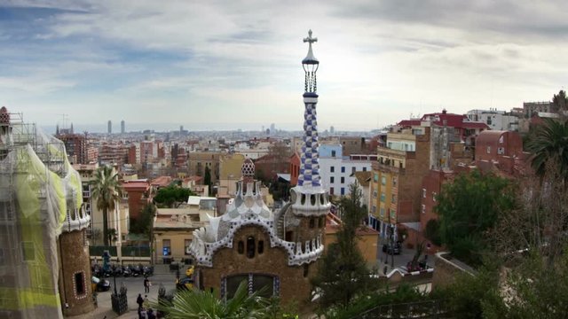 the barcelona skyline shot from parc guell