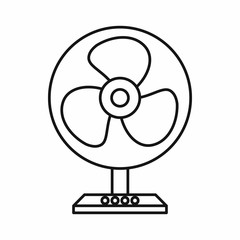 Electric table fan icon in outline style isolated on white background