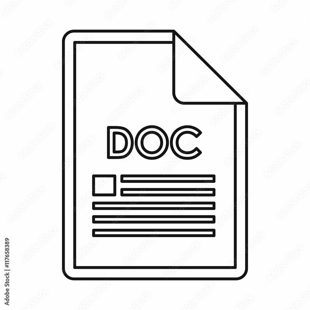 Poster doc file format icon in outline style isolated on white background