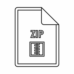 ZIP file archive icon in outline style isolated on white background