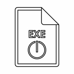EXE extension text file icon in outline style isolated on white background