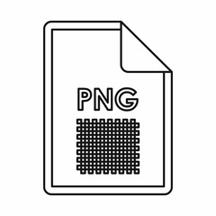 PNG image file extension icon in outline style isolated on white background