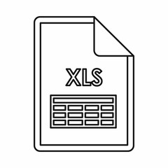 XLS file extension icon in outline style isolated on white background