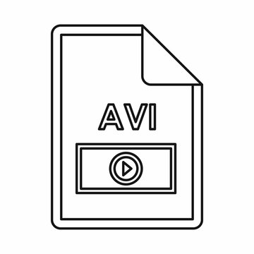 AVI video file extension icon in outline style isolated on white background