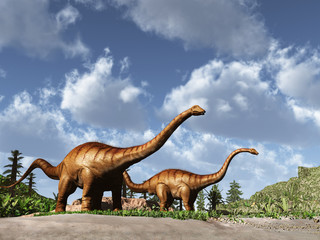 Dos dinosaurios Diplodocus