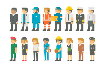Flat design labor day people set