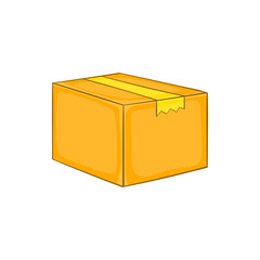 Cardboard box icon in cartoon style on a white background