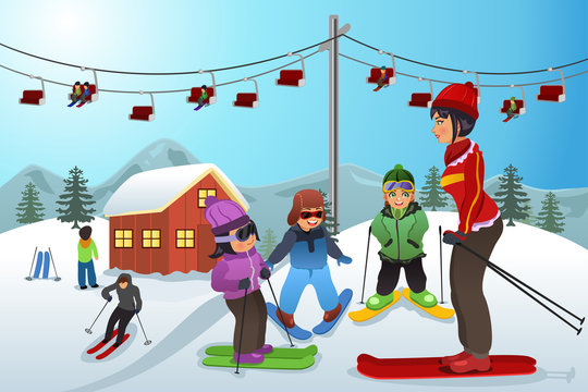 Ski Instructor Teaching Children