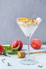 Ricotta dessert with peach