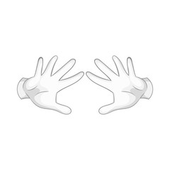 Magician hands in white gloves icon in cartoon style on a white background