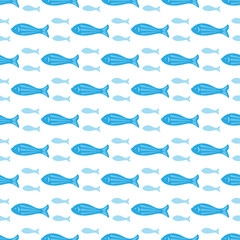 Fototapeta premium Vector Seamless pattern with fish silhouettes