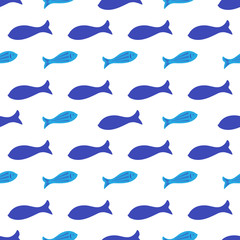 Vector Seamless pattern with fish silhouettes