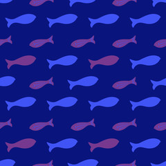 Vector Seamless pattern with fish silhouettes