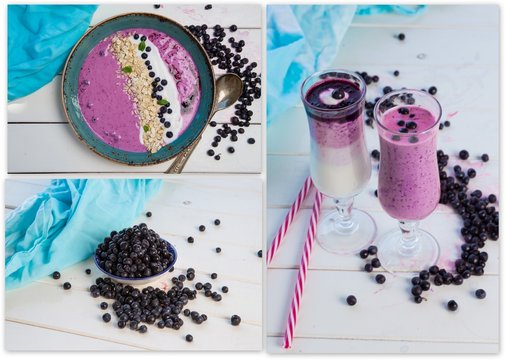 foods with blueberries collage