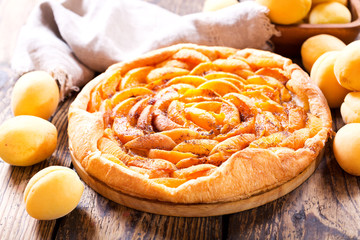 apricot pie with fresh fruits