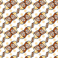 Seamless pattern with hand drawn cupcake and cherry. 