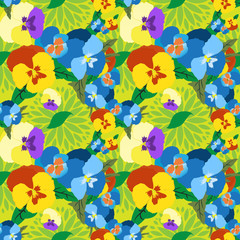 Seamless Pansy Floral Pattern