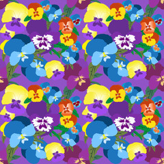 Fototapeta na wymiar Seamless Pansy Floral Pattern