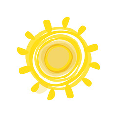 Hand drawn sun picture. Vector illustration isolated.