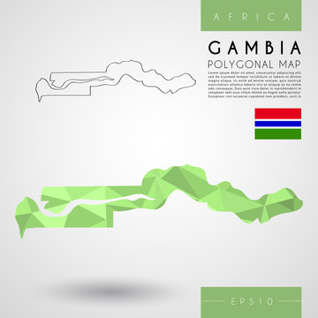 Gambia : Low Poly Map : Vector Illustration