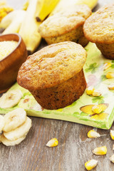Corn muffins with bananas