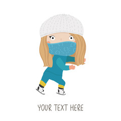 Fototapeta premium Woman skater. Winter sports. Vector illustration.