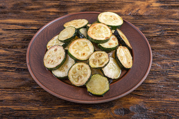 Fried zucchini on the plate