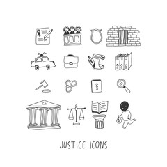 Justice hand drawn vector icon set - 117663797
