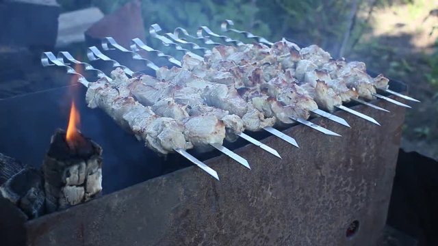 Сочный шашлык крупным планом