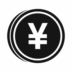 Coin yen icon in simple style isolated on white background. Monetary currency symbol
