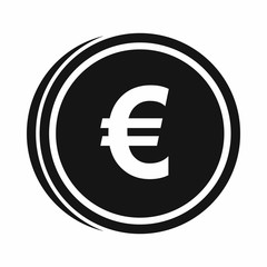 Euro coins icon in simple style isolated on white background. Monetary currency symbol