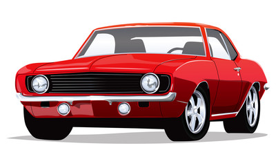 Plakat Vector Vintage Classic Car with one layer background color for easy change