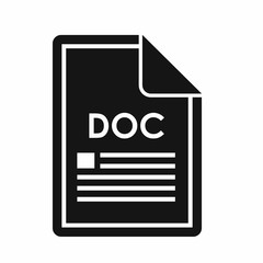File DOC icon in simple style isolated on white background. Document type symbol