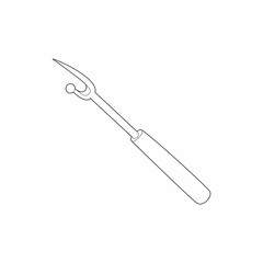 Seam ripper icon in outline style isolated on white background. Tool for sewing symbol