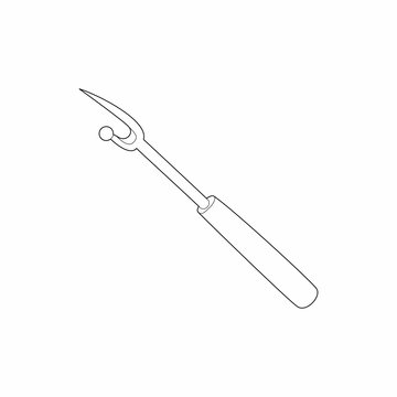 Seam ripper icon in outline style isolated on white background. Tool for sewing symbol