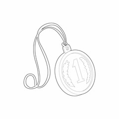 Medal for first place icon in outline style isolated on white background. Rewarding symbol
