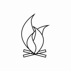 Fire icon in outline style isolated on white background. Heat symbol